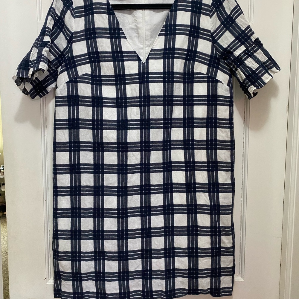 Madewell Navy and White Plaid Dress